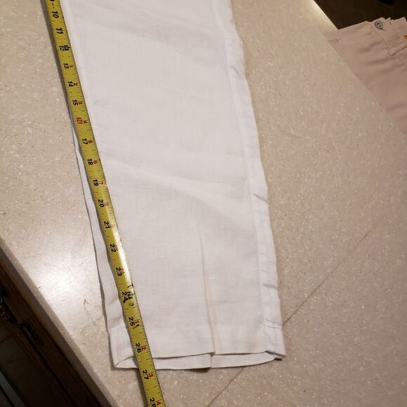 J Jill Pants Womens Medium Tall White Love Linen Straight Leg Pockets Pull On - Picture 2 of 11
